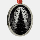 Gotische Kerstboom met Spooky Bats Horror Metalen Ornament (Rechts)