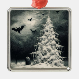 Gotische Kerstboom met Spooky Bats Horror Metalen Ornament