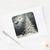 Gotische Kerstboom met Spooky Bats Horror Vierkante Sticker (Envelop)