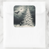 Gotische Kerstboom met Spooky Bats Horror Vierkante Sticker (Tas)