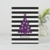 Gotische kerstboom met strepen feestdagenkaart (Staand voorkant)