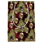 Gotische kerstboom schedels en rode lichten medium cadeauzakje (Voorkant)