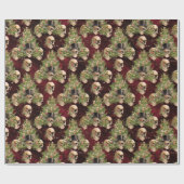 Gotische kerstboom schedels rood & groen cadeaupapier (Vlak)