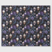 Gotische kerstboom schedels zwart & Paarse Cadeaupapier (Vlak)