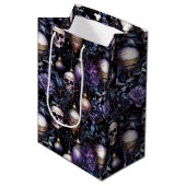 Gotische kerstboom schedels zwart & Paarse Medium Cadeauzakje (Voorkant Gekanteld)