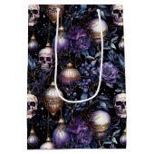 Gotische kerstboom schedels zwart & Paarse Medium Cadeauzakje (Achterkant)