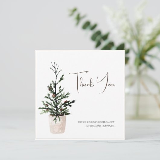 Gotische Kerstboom Winter Bruiloft Bedankkaart (Staand voorkant)