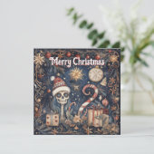 Gotische kerstfeest Spooky Skull Feestdagenkaart (Staand voorkant)