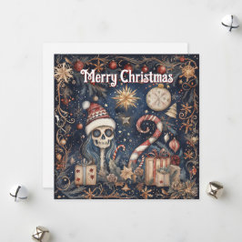 Gotische kerstfeest Spooky Skull Feestdagenkaart