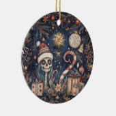 Gotische kerstfeest Spooky Skull Keramisch Ornament (Rechts)