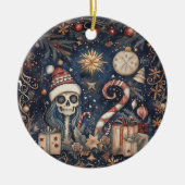 Gotische kerstfeest Spooky Skull Keramisch Ornament (Voorkant)