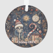 Gotische kerstfeest Spooky Skull Ornament (achterkant)