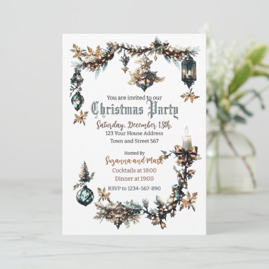 Gotische Kerstfeest uitnodiging (Staand voorkant)