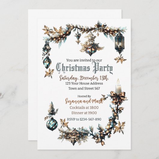 Gotische Kerstfeest uitnodiging (Voorkant / Achterkant)