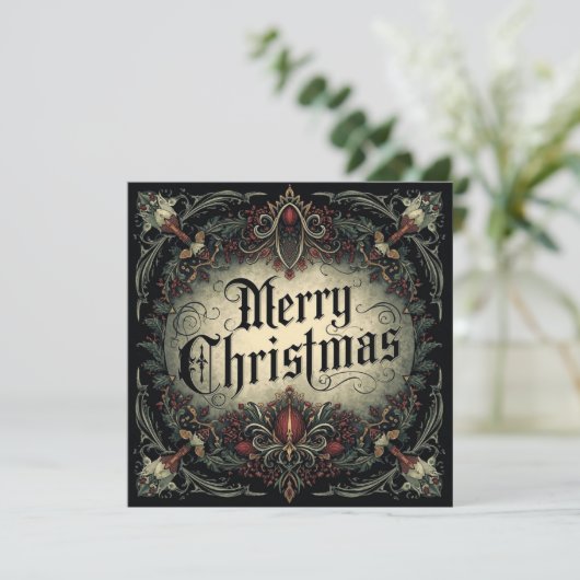gotische kerstkaart kaart (Staand voorkant)