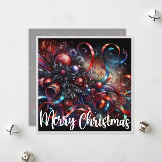 Gotische Kerstklokken Feestdagenkaart (Voorkant / Achterkant in situ)