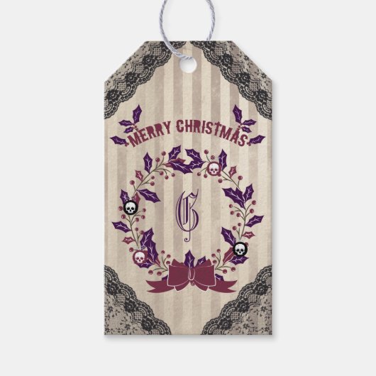 Gotische Kerstkrans Cadeaulabel (Voorkant)