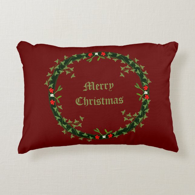 Gotische Kerstkrans Custom Dubbelzijdig Accent Kussen (Voorkant)