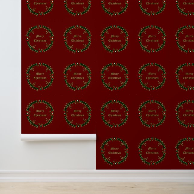 Gotische Kerstkrans Custom Patterned Behang (Applicatie)