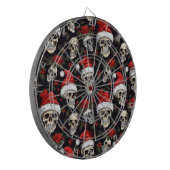 Gotische Kerstman Schedel Donker Vakantiepatroon Dartbord (Voorkant Links)