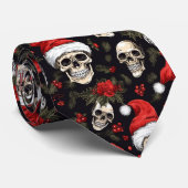 Gotische Kerstman Schedel Donker Vakantiepatroon Stropdas (Opgerold)