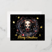 Gotische Kerstmis Meisje Folie Feestdagen Briefkaart (Voorkant / Achterkant)