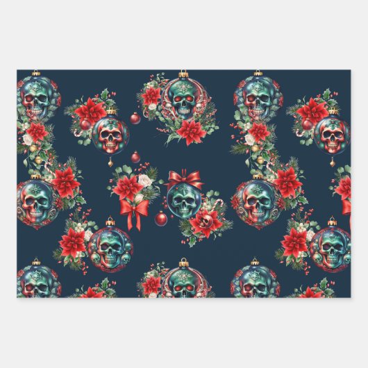 Gotische Kerstmis schedel inpakpapier (Voorkant)