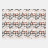 Gotische Kerstmis Winter Scene Skulls in Santa Hat Inpakpapier Vel (Voorkant 3)