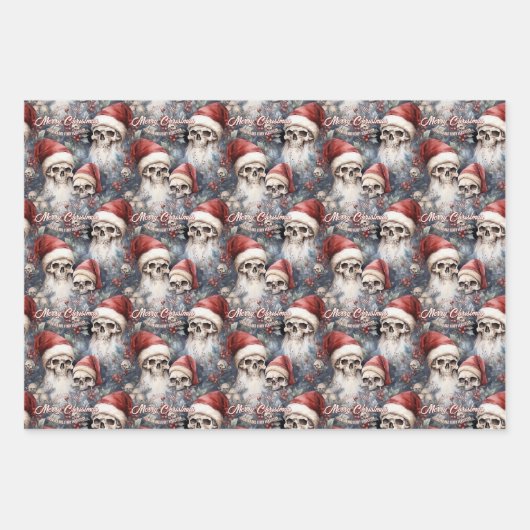 Gotische Kerstmis Winter Scene Skulls in Santa Hat Inpakpapier Vel (Voorkant 2)