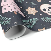 Gotische Kerstschedel en Gemberkoekman Cadeaupapier (Rol Hoek)