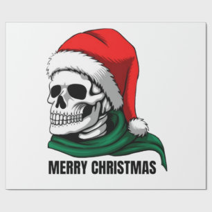 Gotische Kerstschedel met Santa-hoed – Alternatief Cadeaupapier