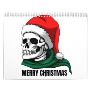 Gotische Kerstschedel met Santa-hoed – Alternatief Kalender