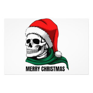 Gotische Kerstschedel met Santa-hoed Foto Afdruk