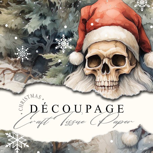 Gotische Kerstschedels Rode Kerstman Hoeden Vakant Tissuepapier