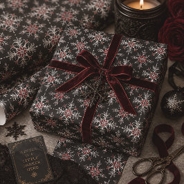 Gotische Kerstsneeuwvlokken Zwart Cadeaupapier