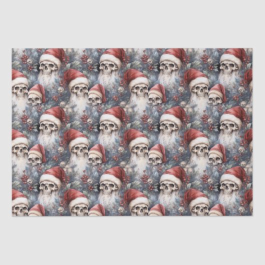 Gotische kerstvakantie schedels in rode kerstmutse tissuepapier (Voorkant)