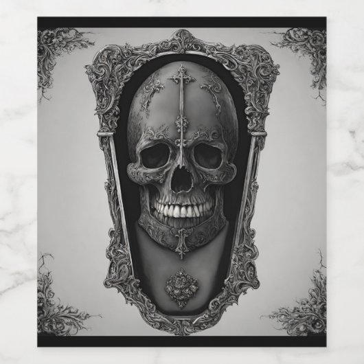 Gotische kist wijn etiket (Enkel label)