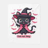 Gotische kitten in roze - lief, maar betoverd Over Fleece Deken (Voorkant)