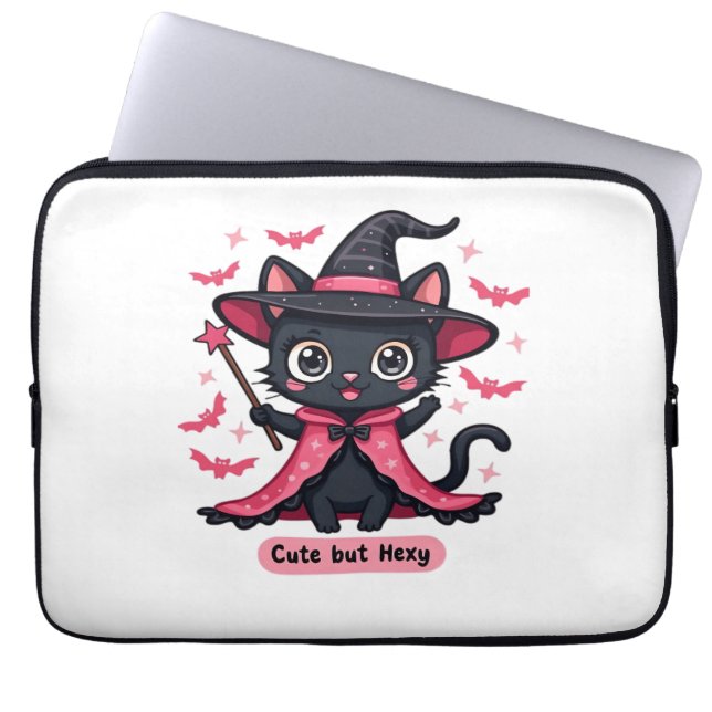 Gotische kitten in roze - lief, maar betoverd Over Laptop Sleeve (Voorkant)