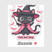 Gotische kitten in roze - lief, maar betoverd Over Sticker (Vel)