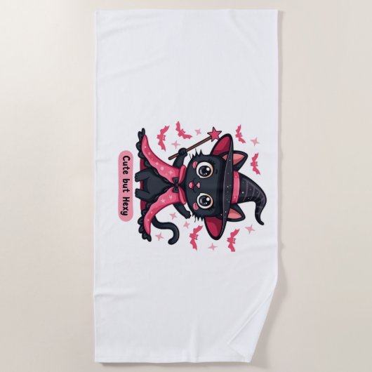 Gotische kitten in roze - lief, maar betoverd Over Strandlaken (Voorkant)