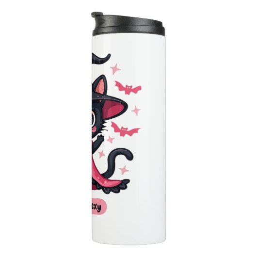 Gotische kitten in roze - lief, maar betoverd Over Thermosbeker (Geroteerd rechts)