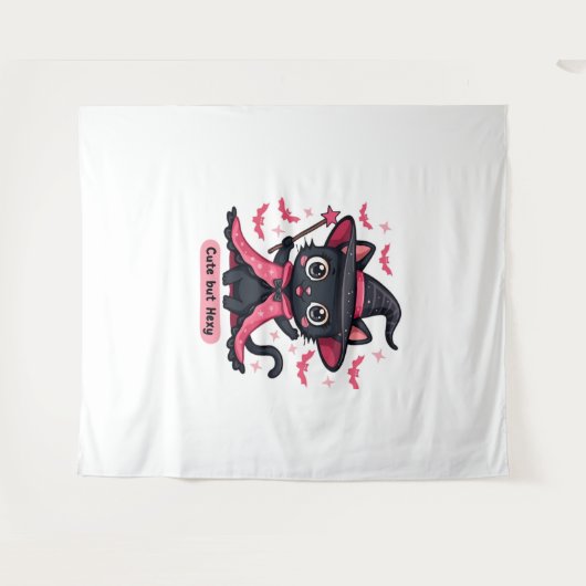 Gotische kitten in roze - lief, maar betoverd Over Wandkleed (Voorkant (horizontaal))