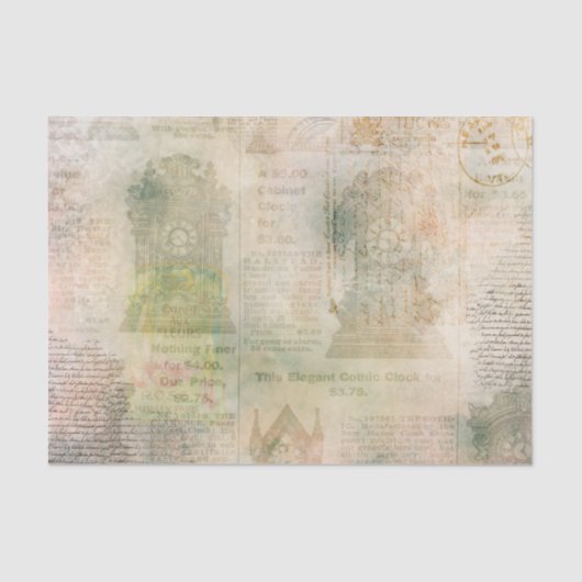 Gotische klok Ephemera Tissuepapier (Voorkant)