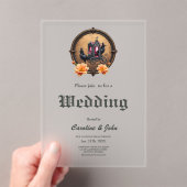 Gotische koets met raven en Rozen. Acryl Uitnodigingen (Insitu (Draagbaar))