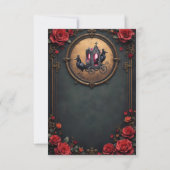 Gotische koets met raven en Rozen. Bedankkaart (Achterkant)