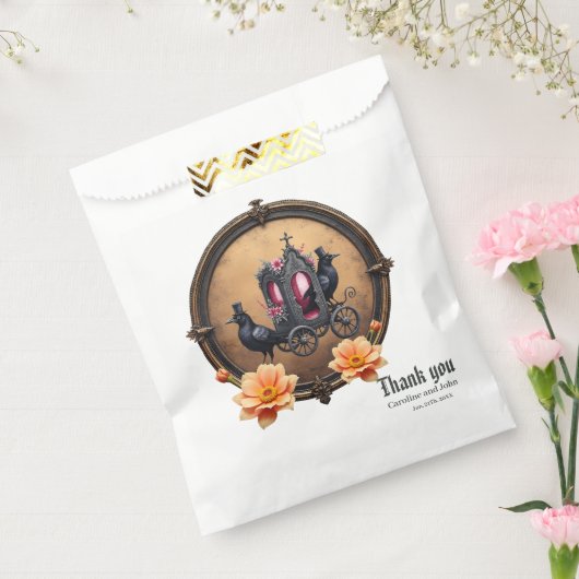 Gotische koets met raven en Rozen Bedankzakje (Gezegeld)