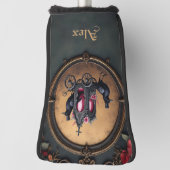 Gotische koets met raven en Rozen. Golfheadcover (Draai 90)