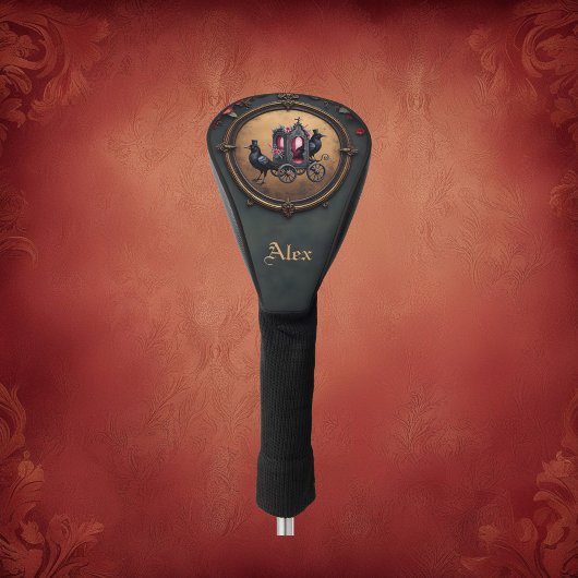 Gotische koets met raven en Rozen. Golfheadcover