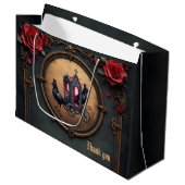 Gotische koets met raven en Rozen. Groot Cadeauzakje (Voorkant Gekanteld)